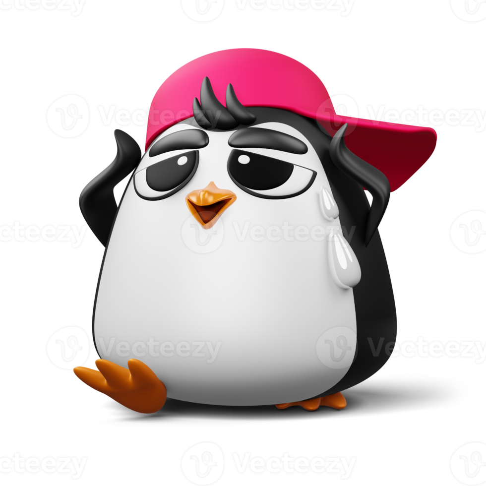 pinguim fofo, animal fofo, ilustração de renderização 3d png