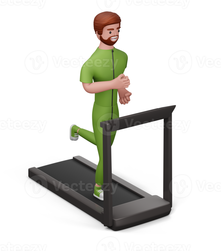 Happy fitness man, Exercise or fitness for good health, 3d rendering png