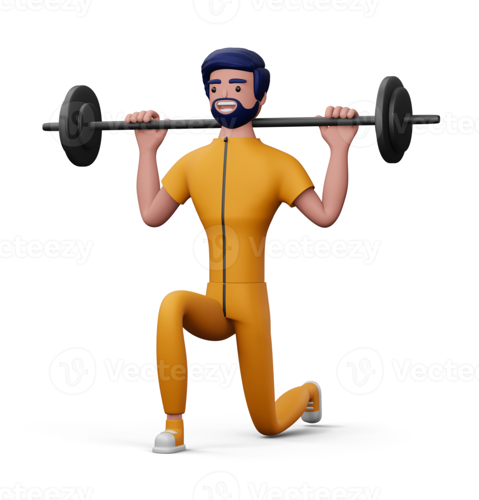 hombre de fitness feliz, ejercicio o fitness para una buena salud, renderizado 3d png