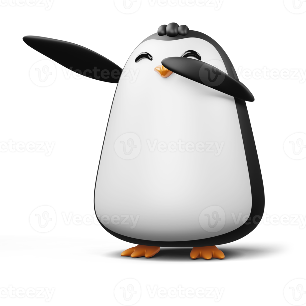 pinguim fofo, animal fofo, ilustração de renderização 3d png