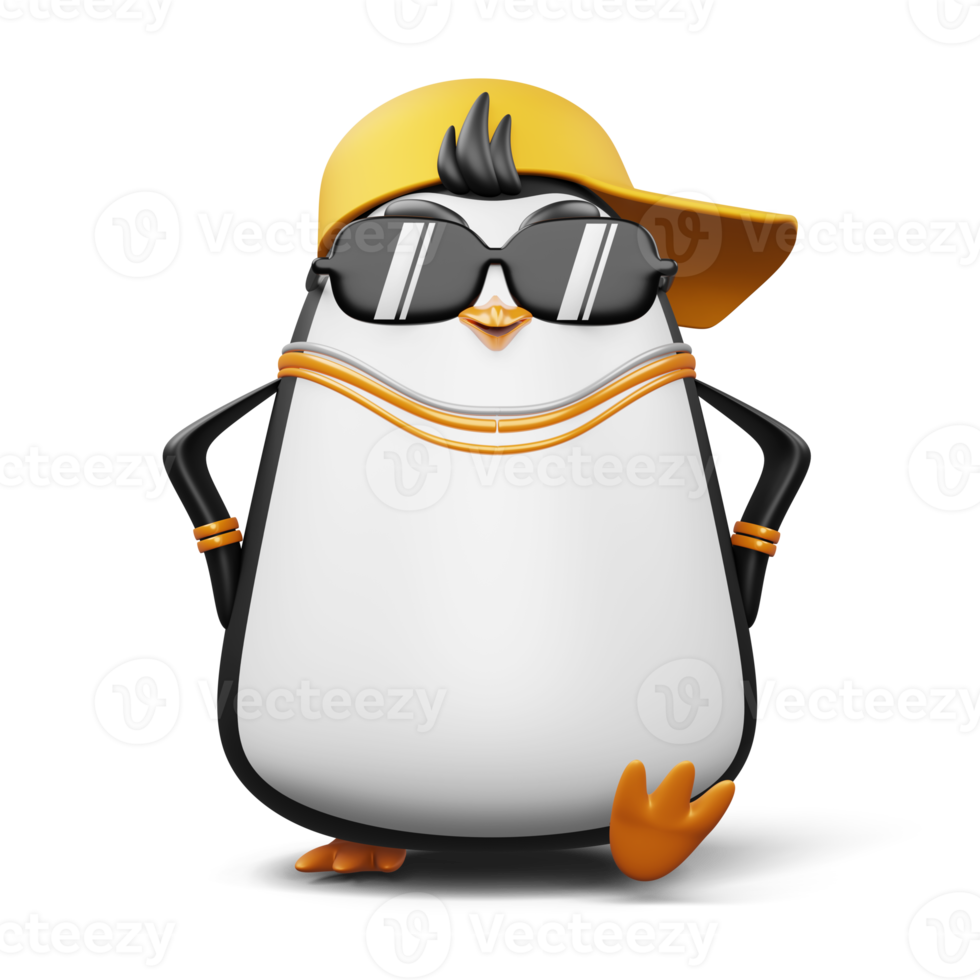 Cute penguin, cute animal, 3d rendering illustration png