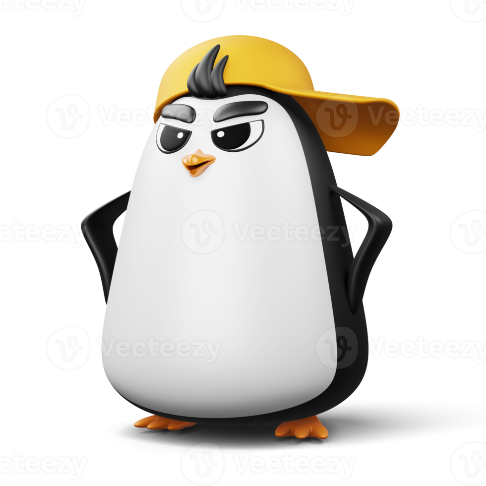 Cute penguin, cute animal, 3d rendering illustration png