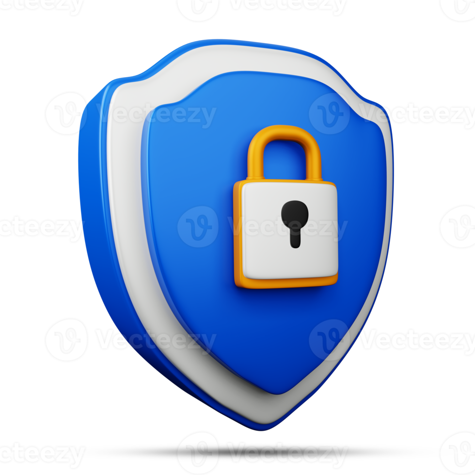 Protection icon, Security icon 3d rendering png