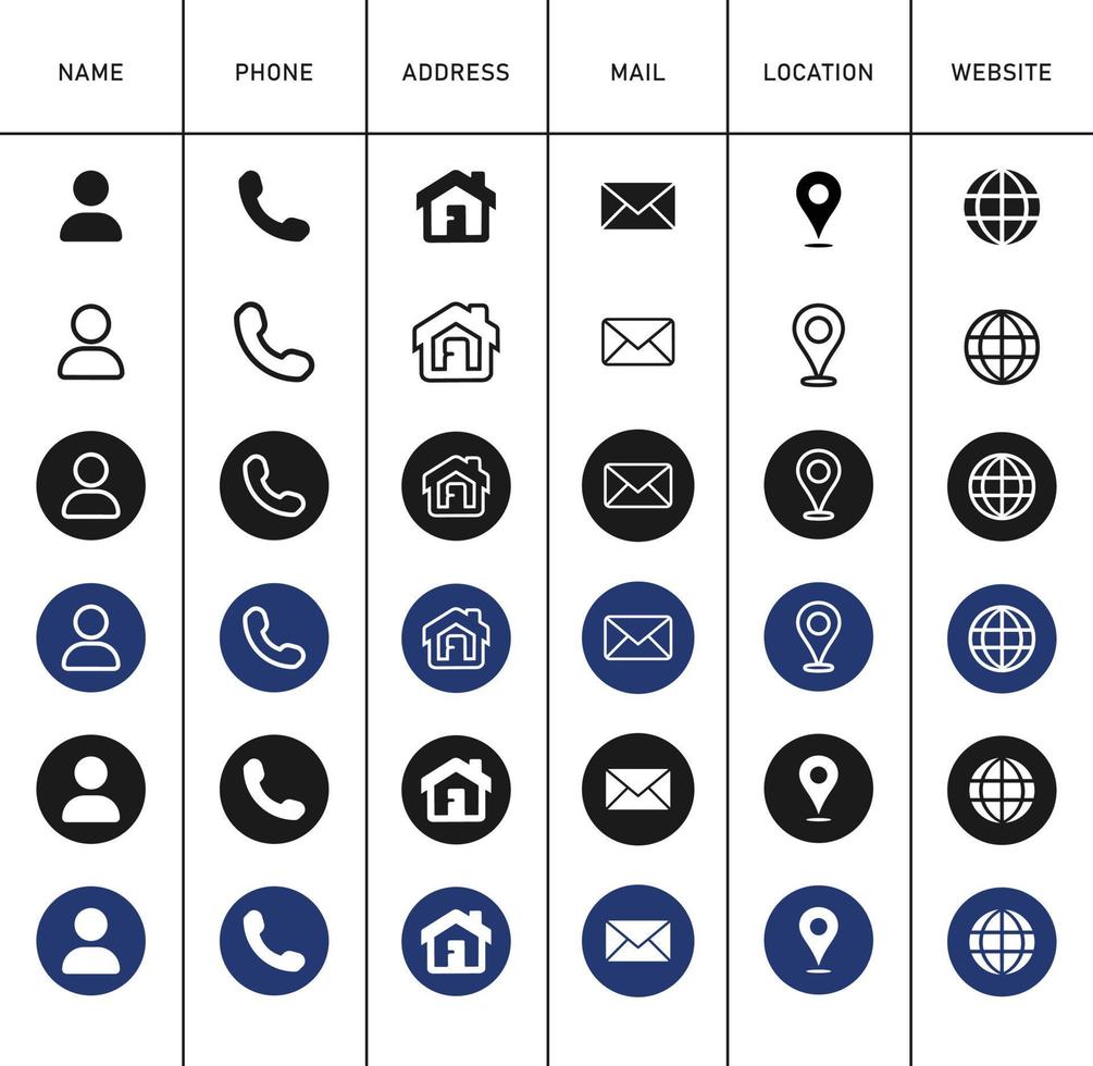 Business card icons set vector