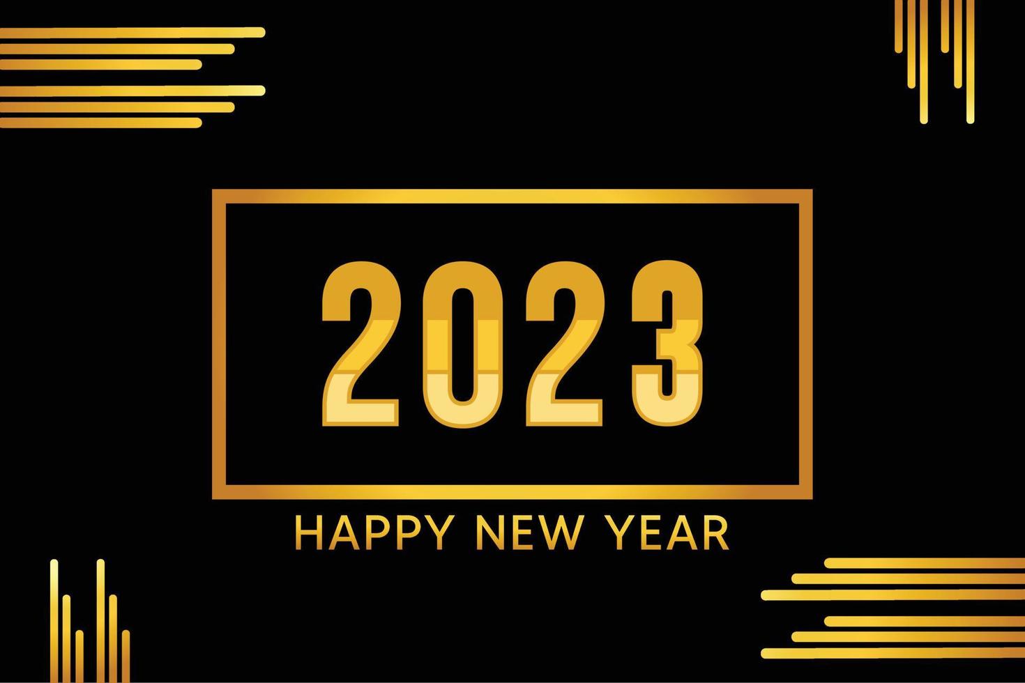 2023 Happy New Year. Golden on Black Background. Luxury Greeting Card vector
