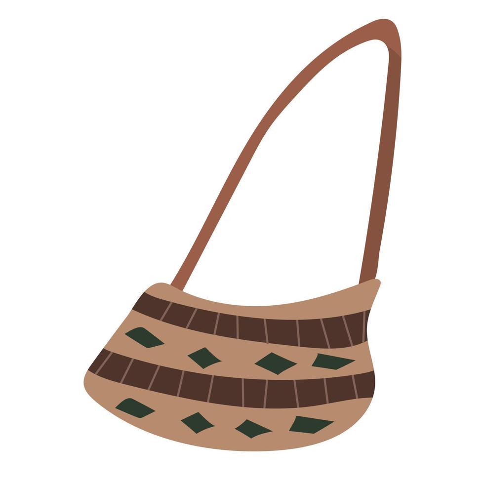 Scandinavian boho style bag. Women's accessory. Vector illustration