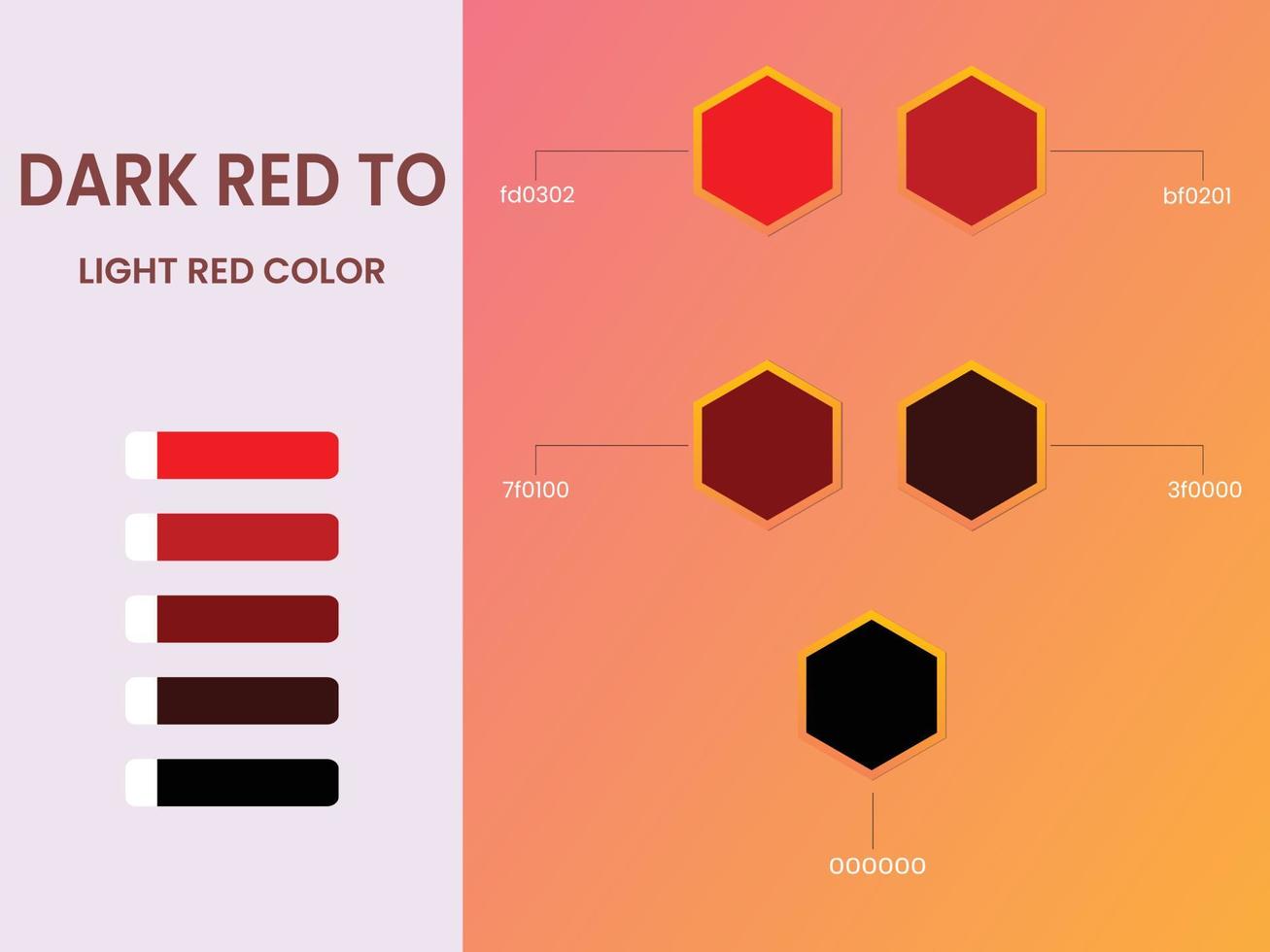 Dark red to light red color palette vector