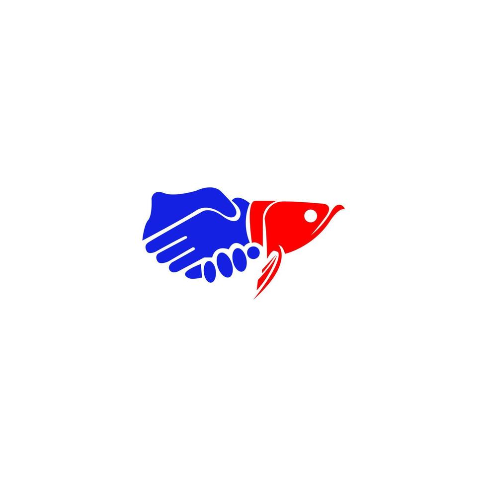 diseño de ilustración de pescado con manos dándose la mano vector