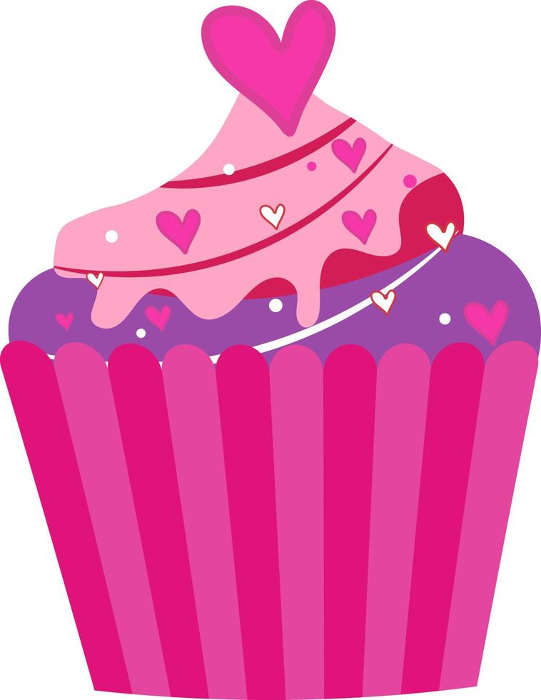 icono de cupcake de San Valentín con corazones vector