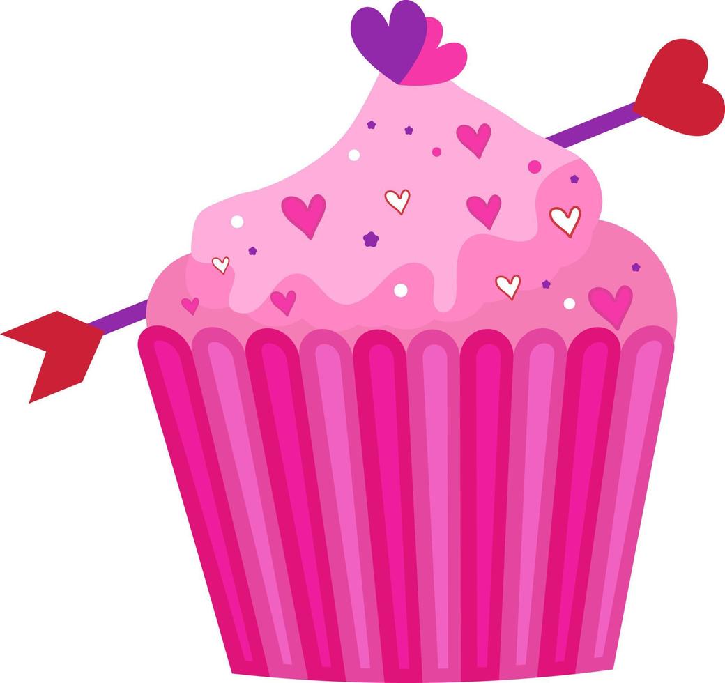 icono de cupcake de San Valentín con corazones vector