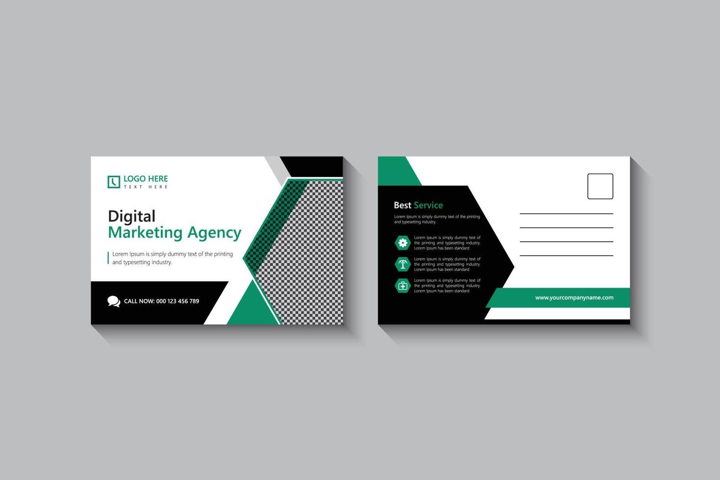 Business postcard design template pro vector