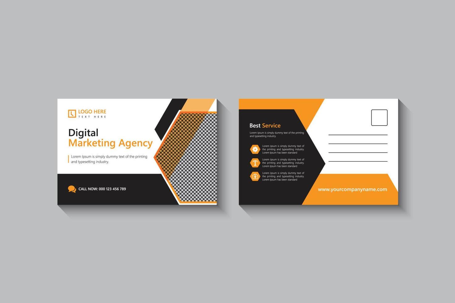 Business postcard design template pro vector