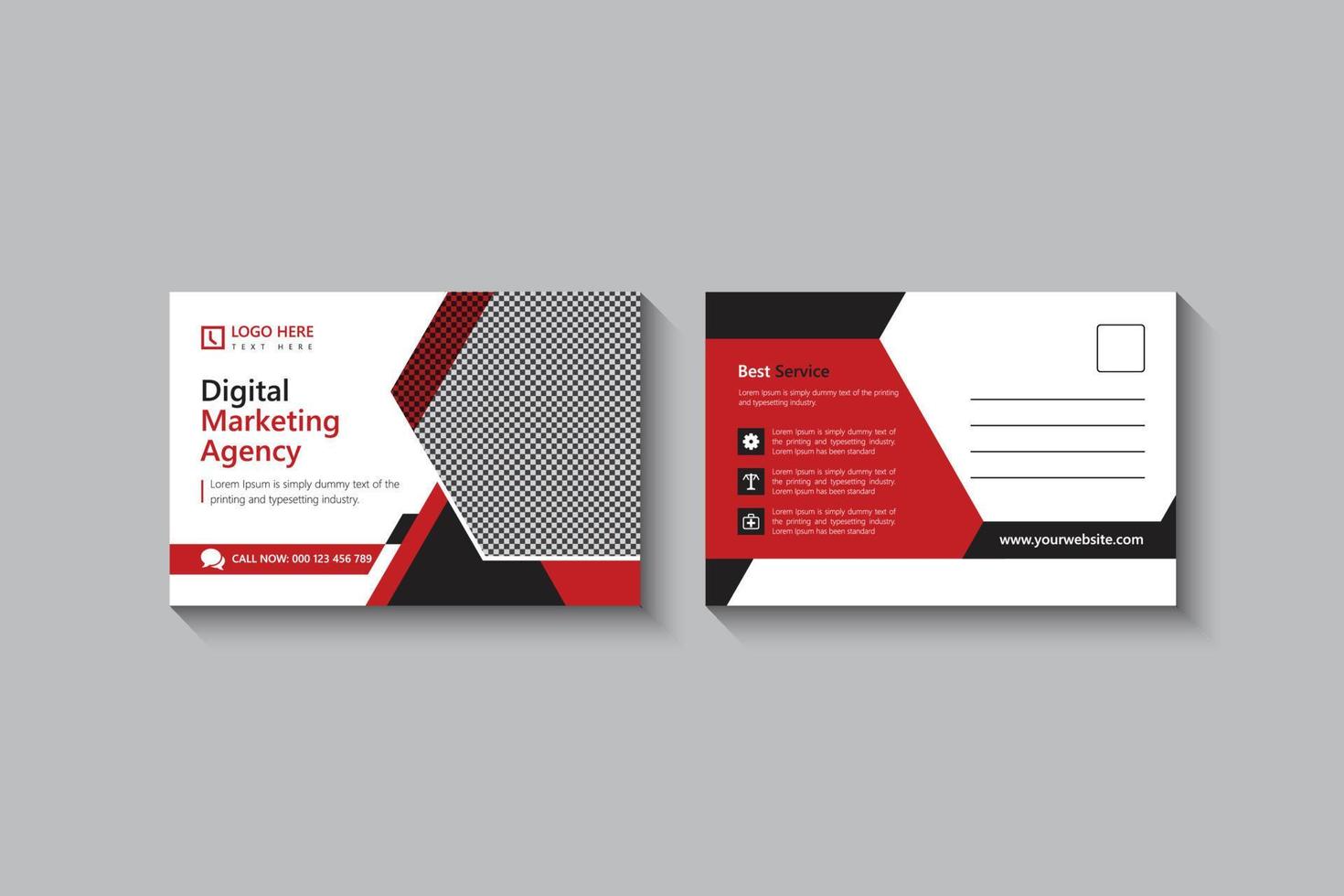 Business postcard design template pro vector