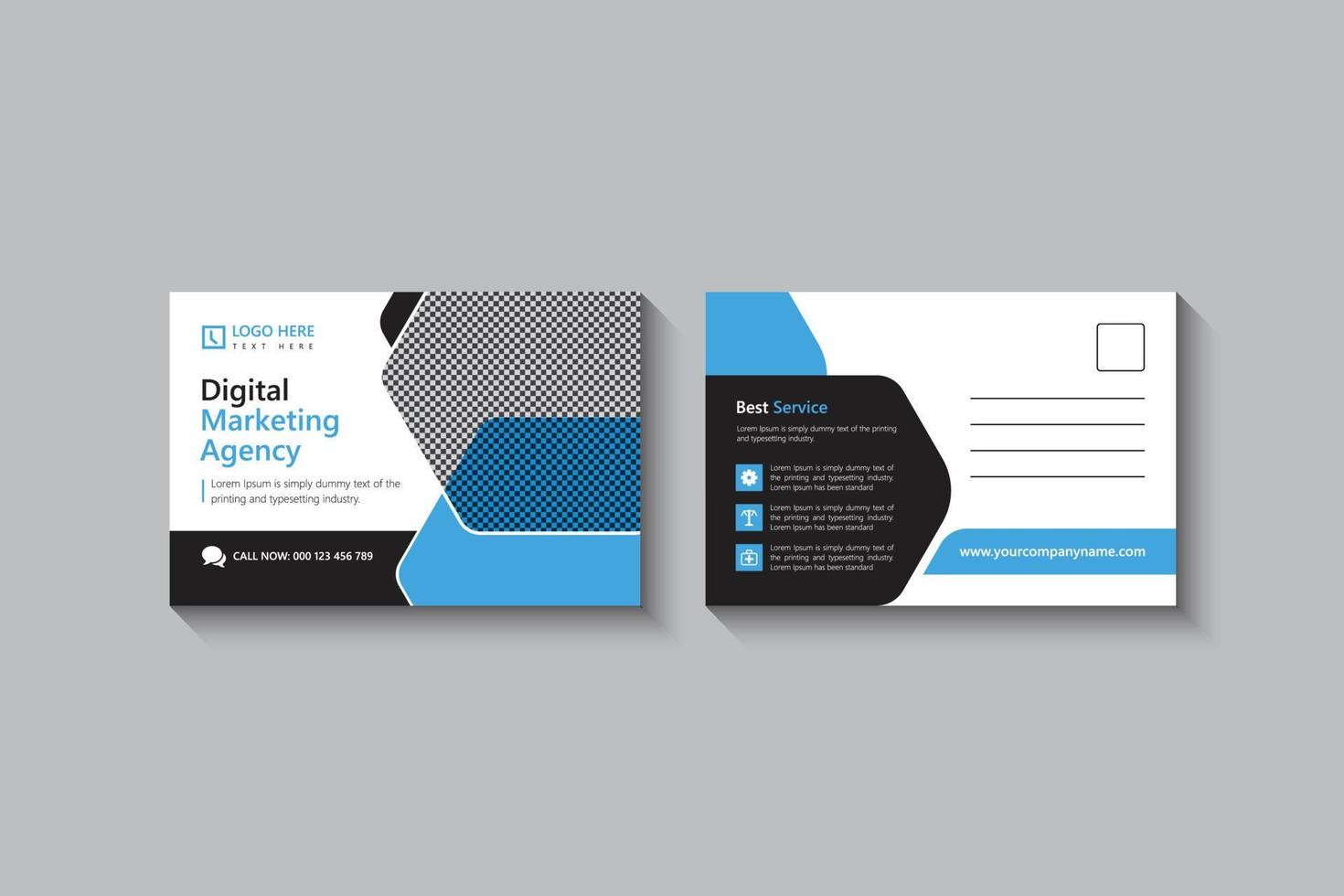 Business postcard design template pro vector