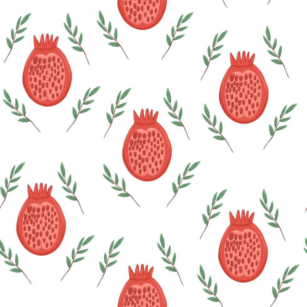pomegranate seamless pattern vector