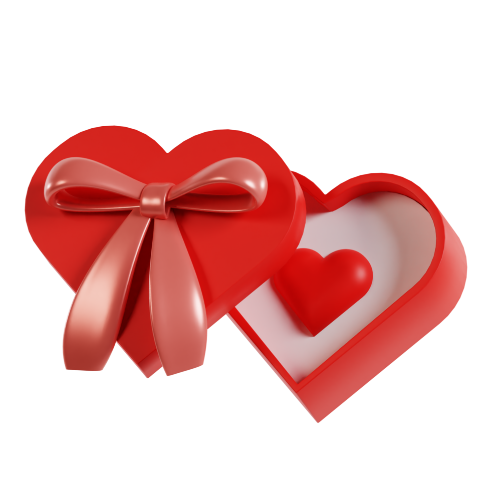 3d love box illustration with transparent background png