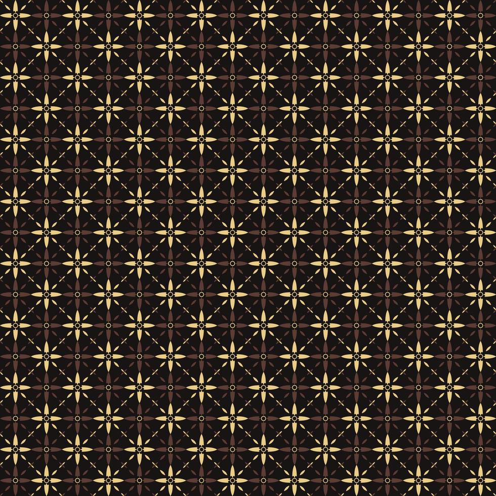 Batik Brown Floral Pattern Four Petal Gold and Brown Flower Background Textile Vector