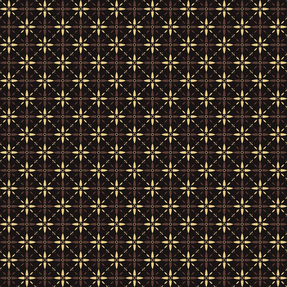 Batik Brown Floral Pattern Four Petal Gold and Brown Flower Background Textile Vector