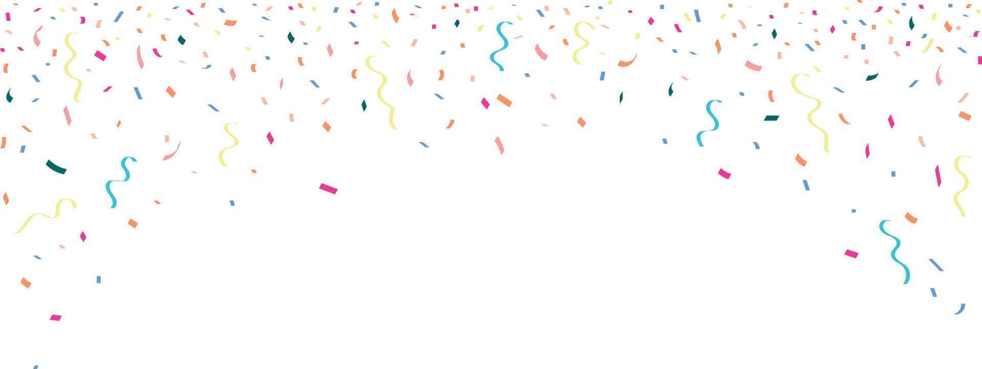 congratulatory background with colored confetti on white background. Vector illustration