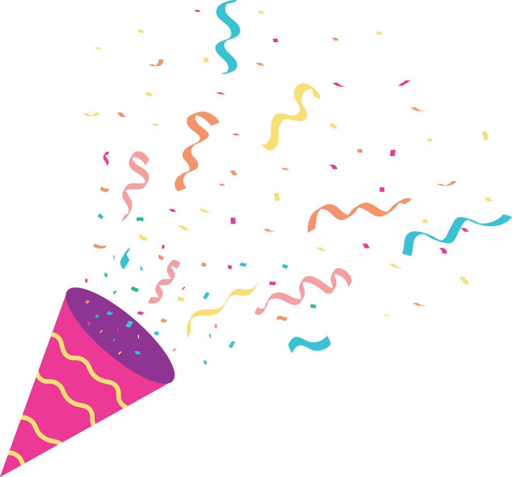 Linda ilustración de confeti popper de fiesta. confeti aislado, explosión, petardo, celebración. dibujo vectorial vector