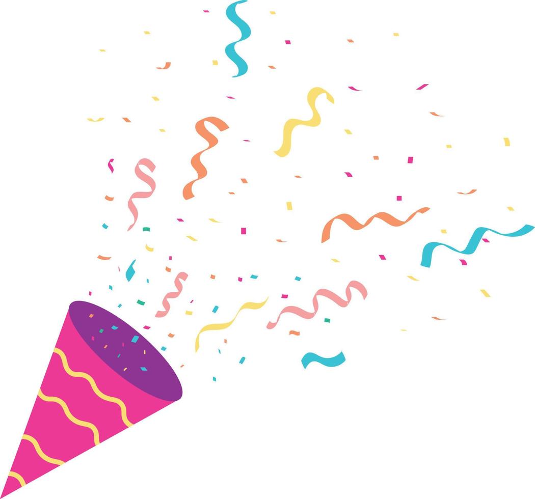 cute party popper confetti illustration . confetti isolated, explosion, firecracker, celebration. Vector drawing.
