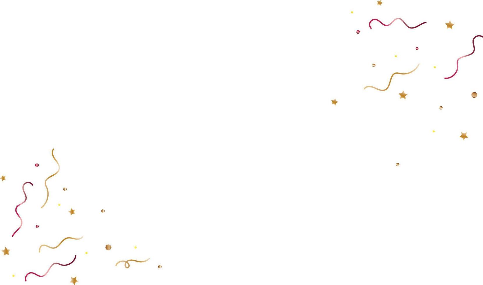 congratulatory background with gold and red confetti and serpentine. Vector illustration