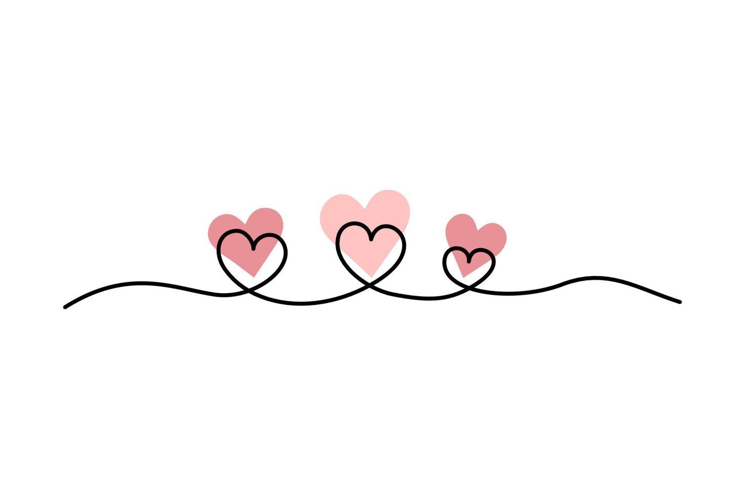 Heart in the style of line art with colored spots. vector illustration