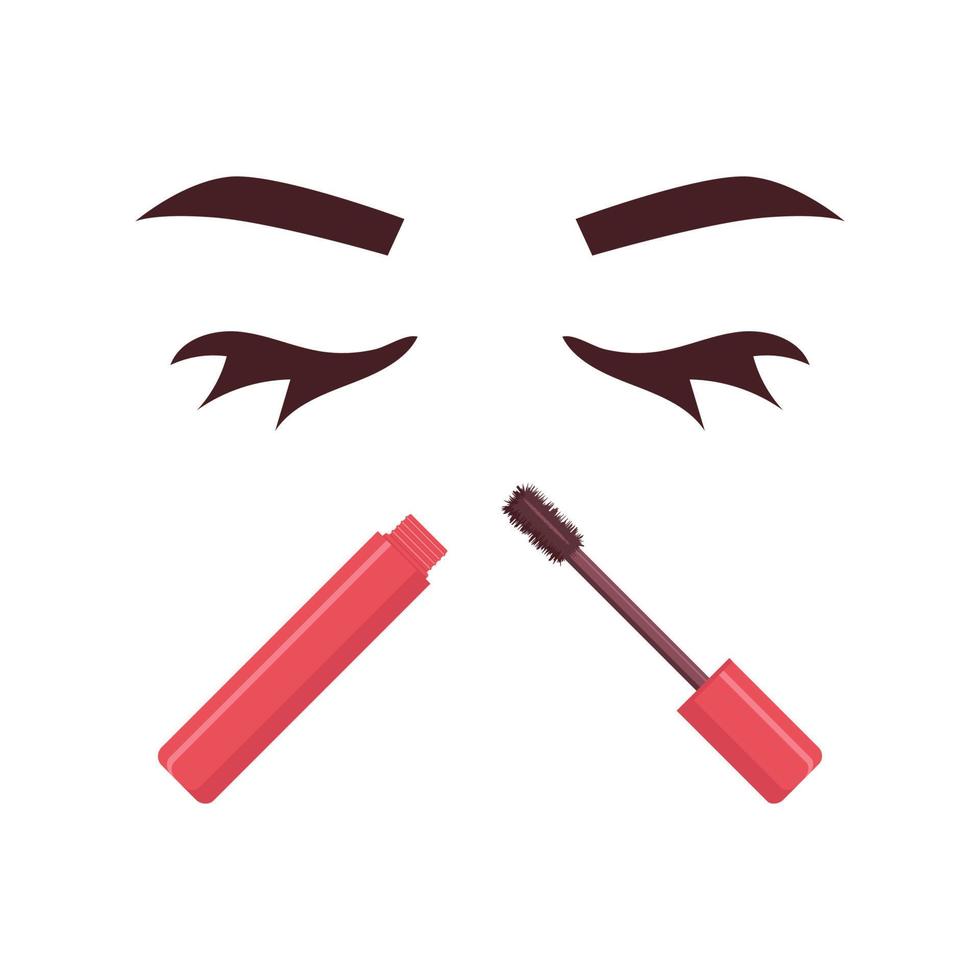 Eyes eyebrows and mascara. vector illustration