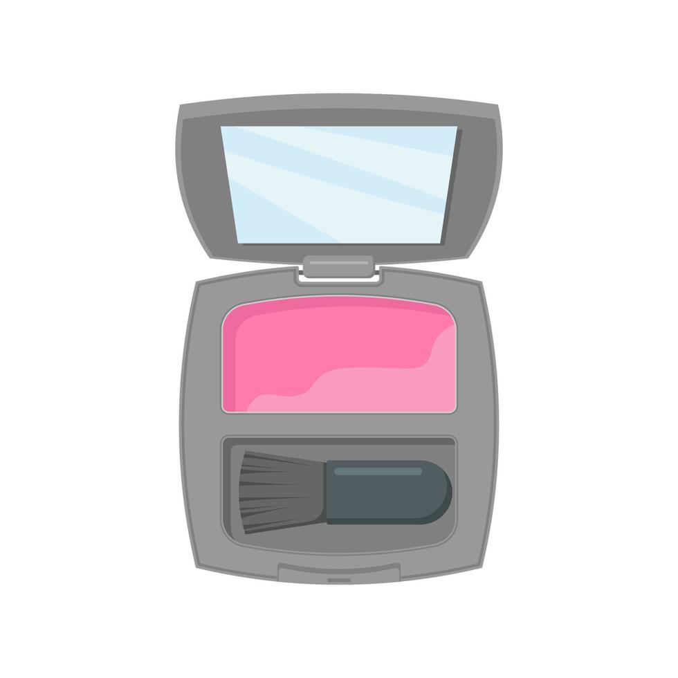 Dry pressed pink facial blush. vector illustration