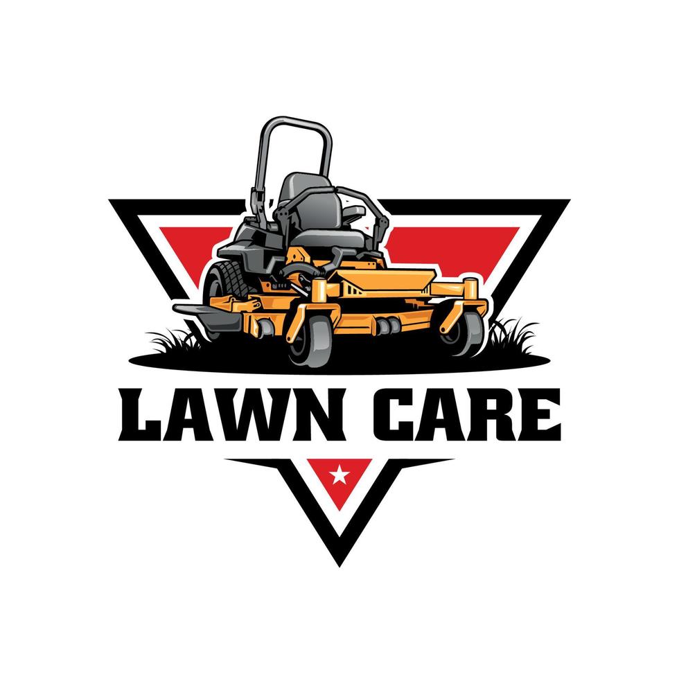 lawn mower and services illustration logo vector