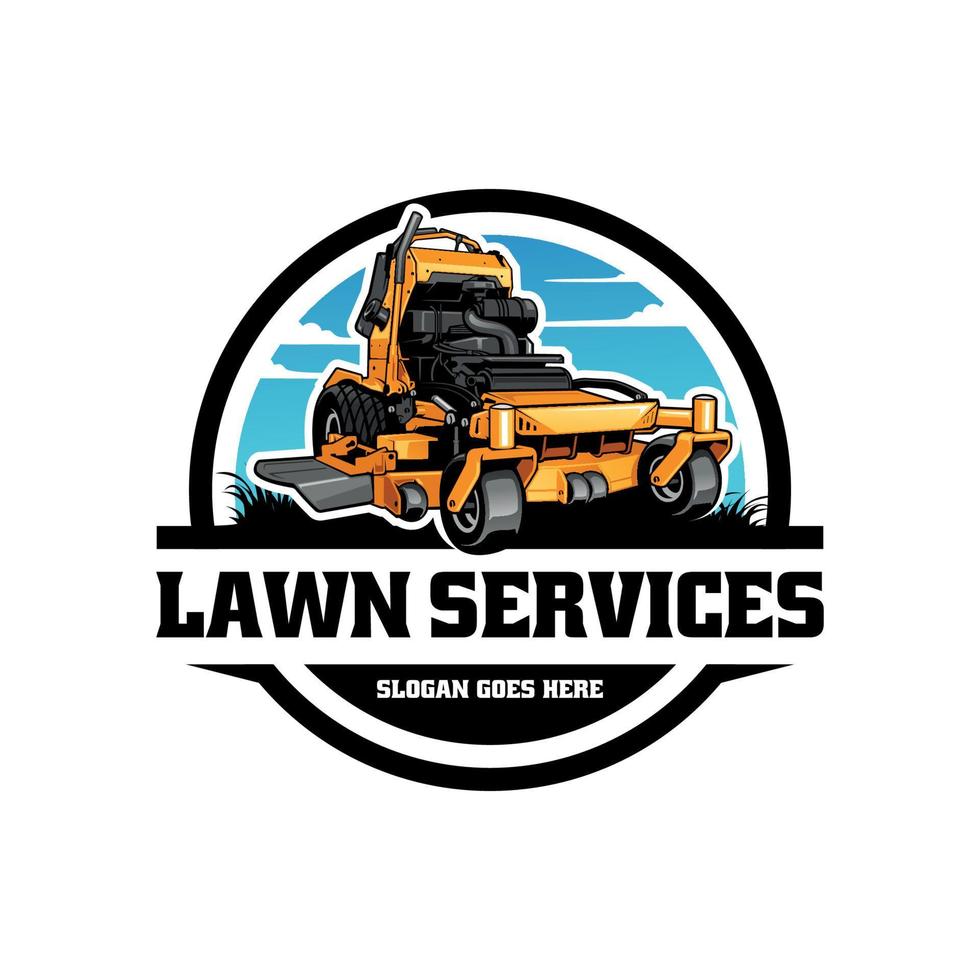 Lawn mower and service illustration logo vector