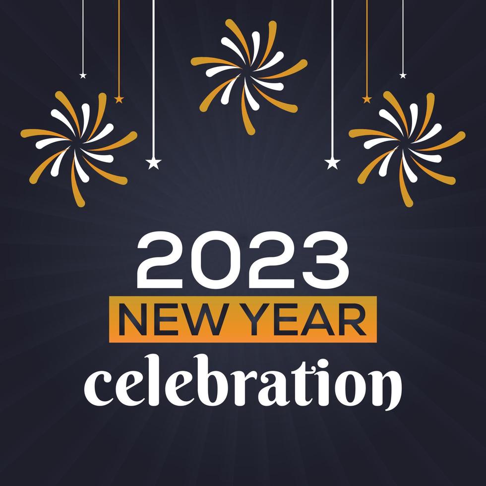 editable feliz año nuevo 2023 celebración vector libre plantilla de tarjeta de regalo, publicación de redes sociales de año nuevo, diseño de año nuevo 2023