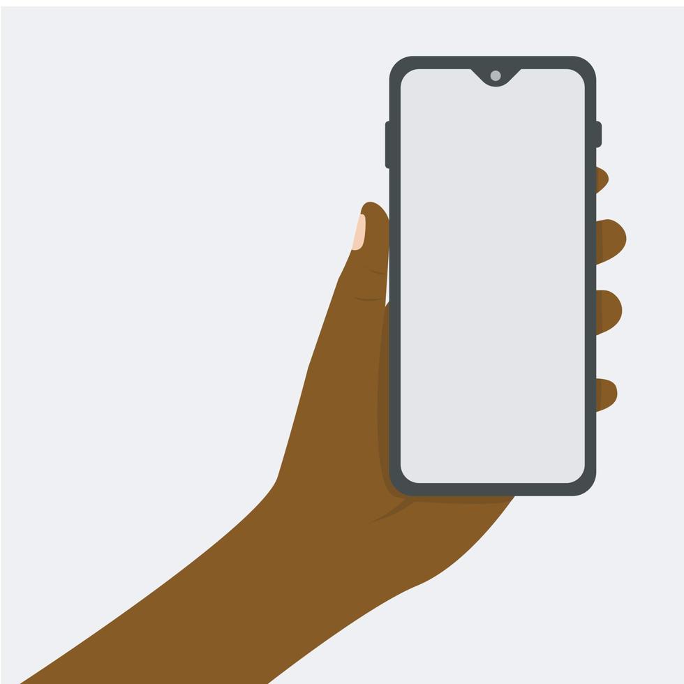 African Hand Holding Mobile Phone vector