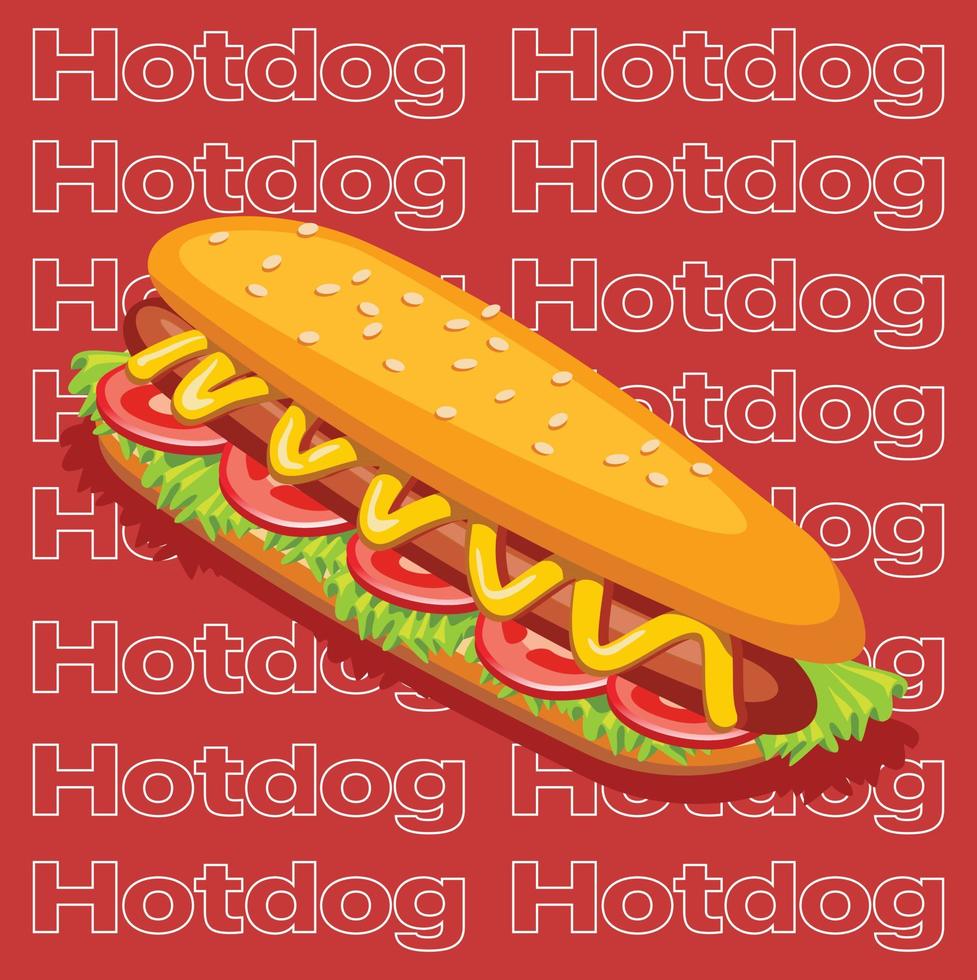 Vector illustration background fast food hot dog icon symbol