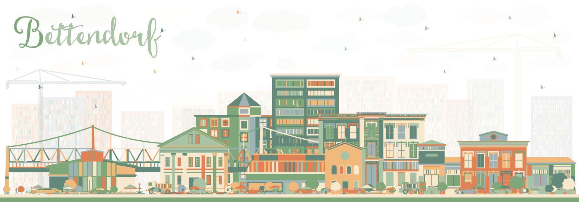 horizonte de bettendorf iowa con edificios de color. vector