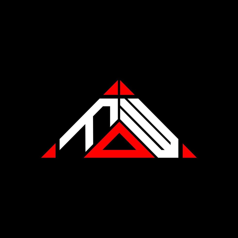 FOW letter logo creative design with vector graphic, FOW simple and modern logo in round triangle shape.