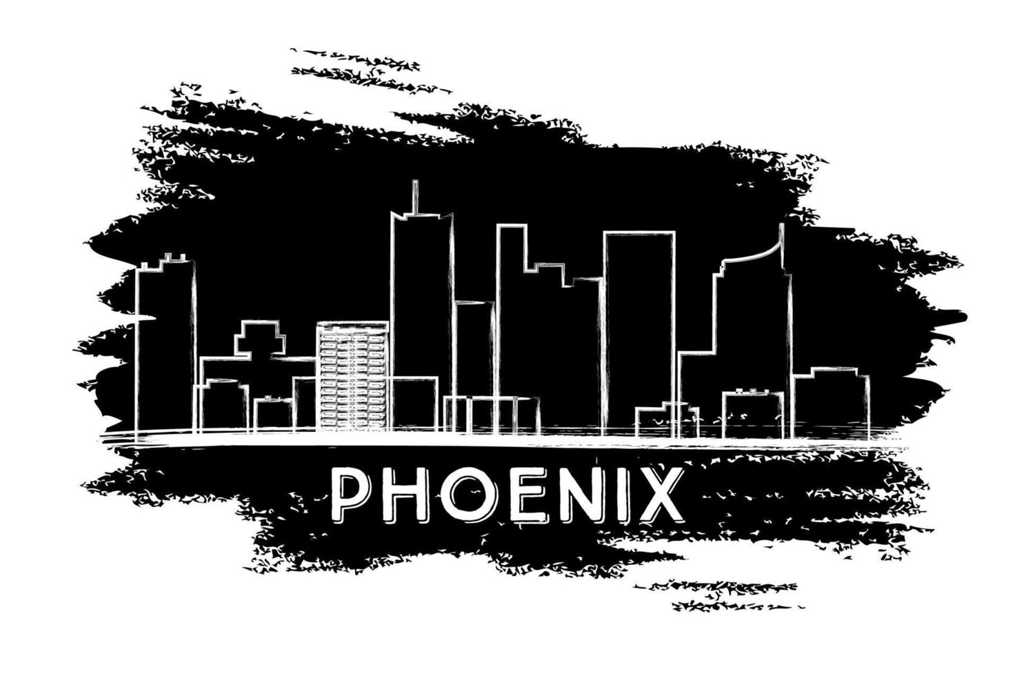 Phoenix Skyline Silhouette. Hand Drawn Sketch. vector