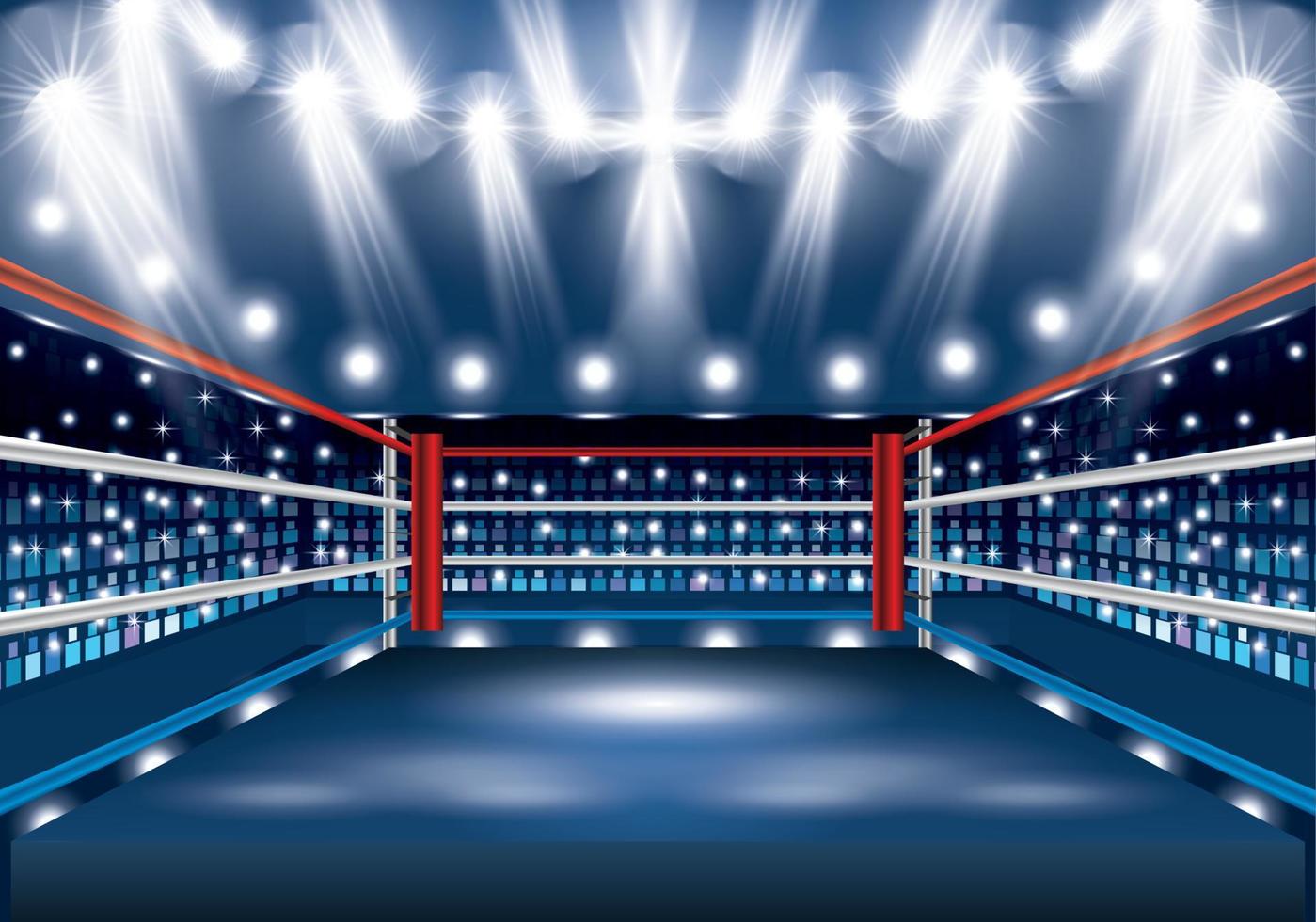 Boxing Ring with Spotlights. vector