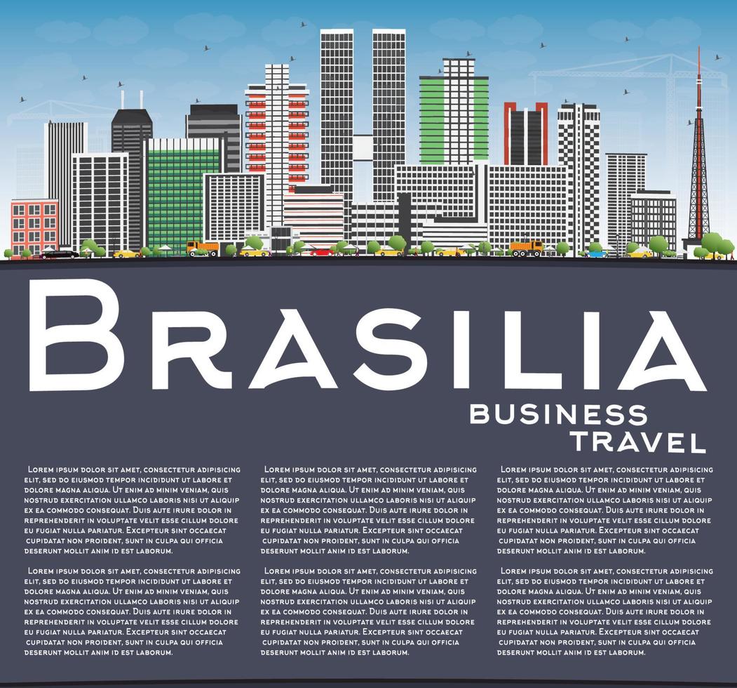 Brasilia Skyline with Gray Buildings, Blue Sky and Copy Space. vector