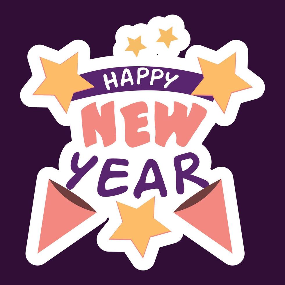 New Year Hand Drawn sticker vector