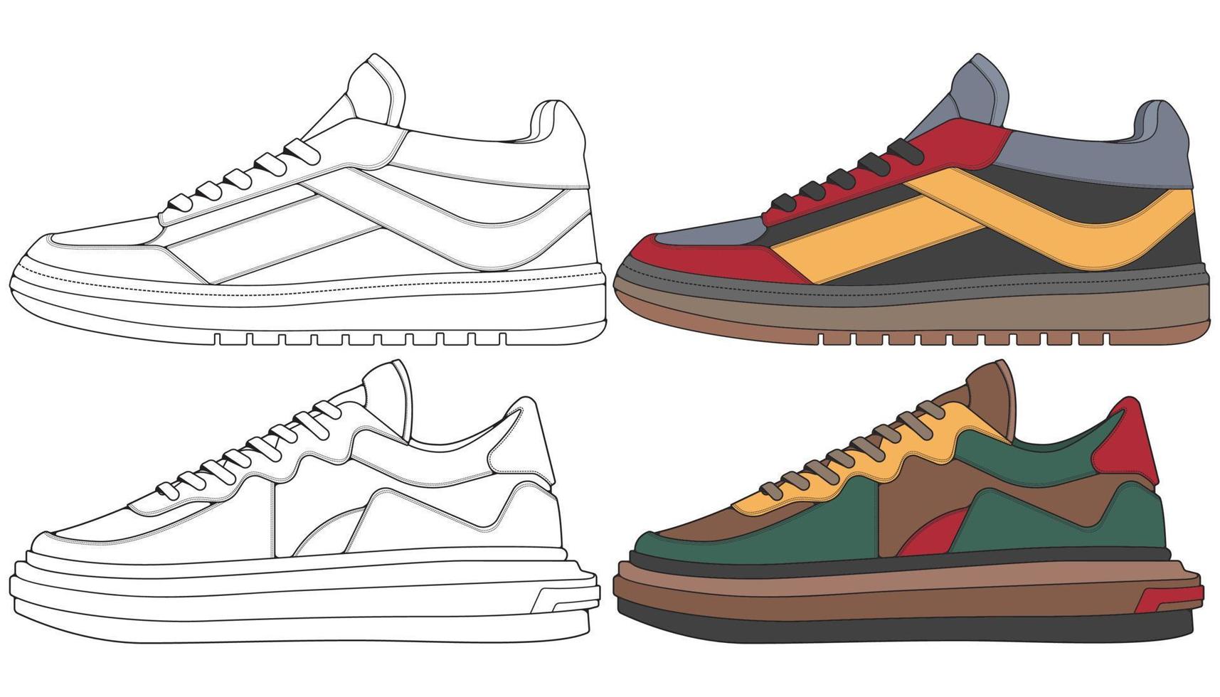 Set off Sneaker shoe . Concept. Flat design. Vector illustration. Sneakers in flat style.