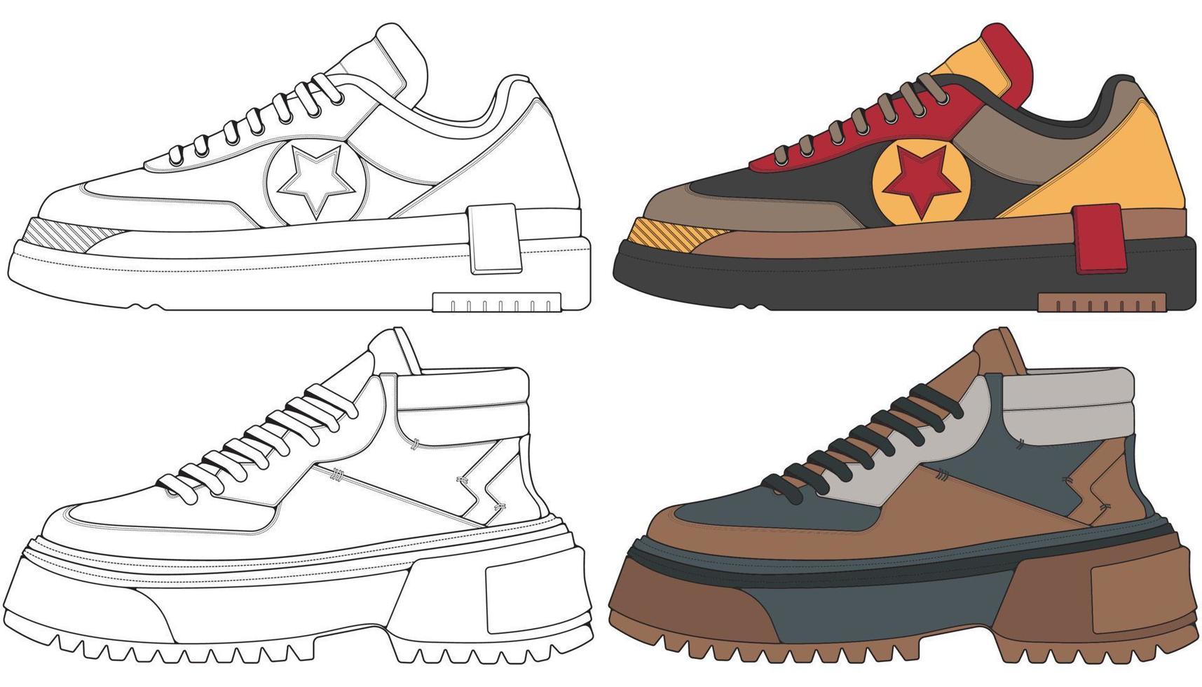 Set off Sneaker shoe . Concept. Flat design. Vector illustration. Sneakers in flat style.