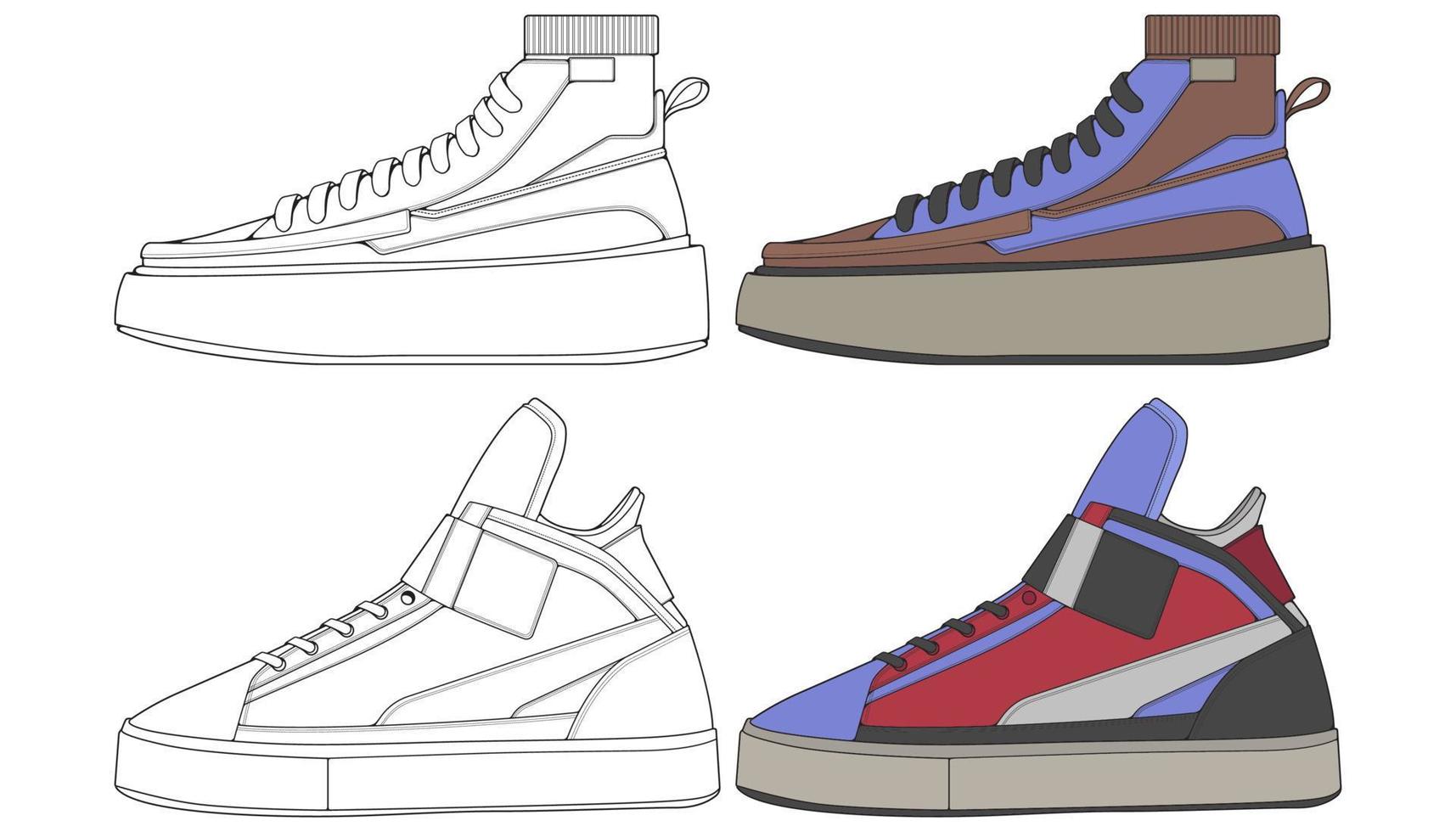 Set off Sneaker shoe . Concept. Flat design. Vector illustration. Sneakers in flat style.