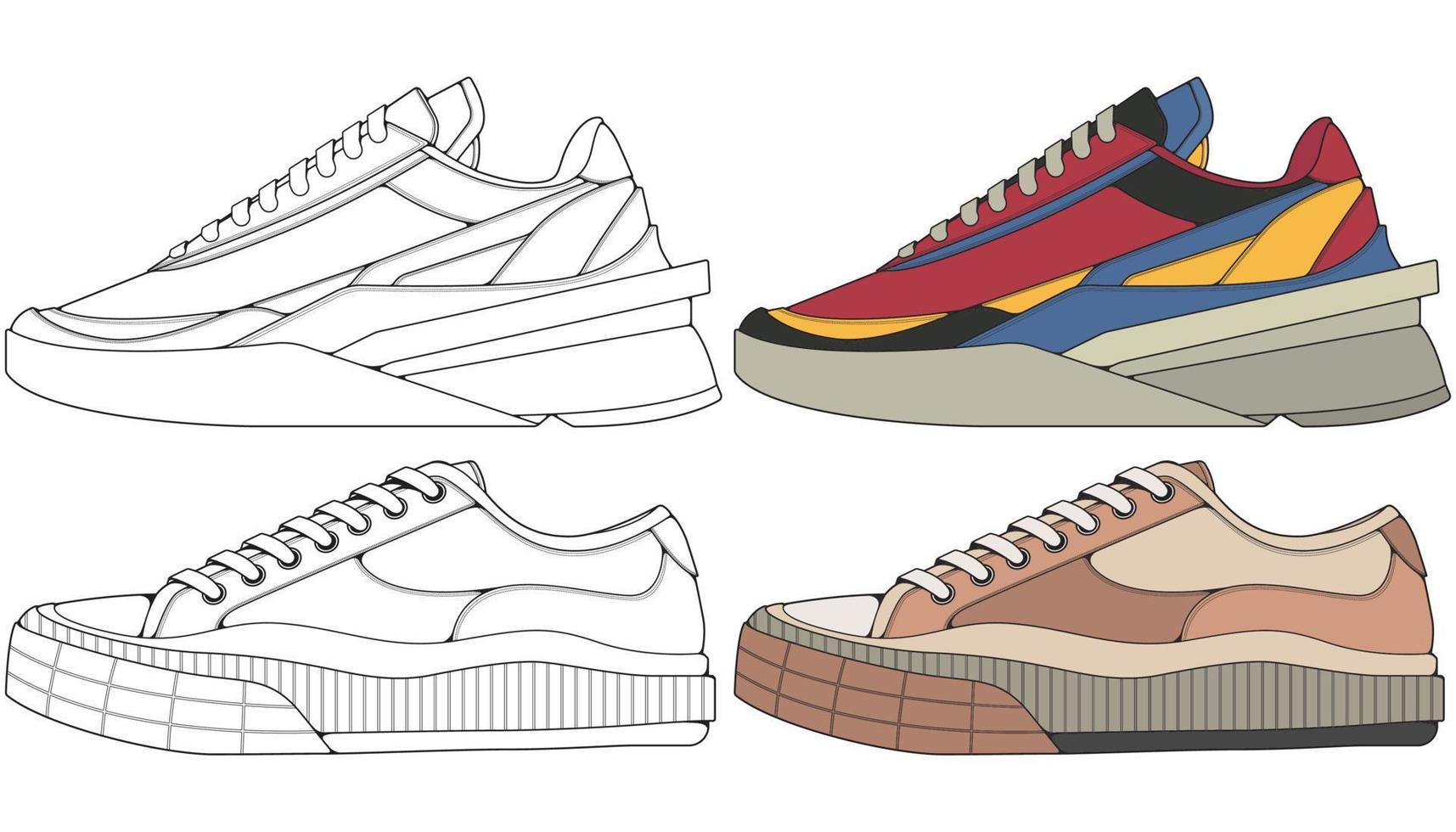 Set off Sneaker shoe . Concept. Flat design. Vector illustration. Sneakers in flat style.