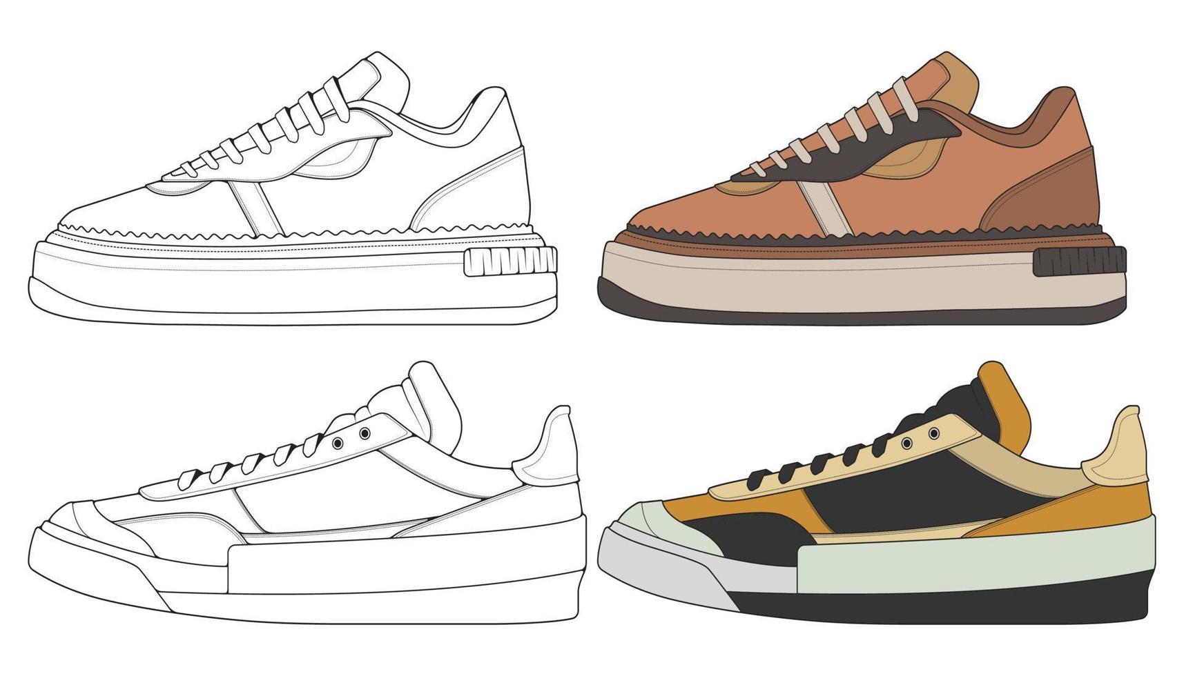 Set off Sneaker shoe . Concept. Flat design. Vector illustration. Sneakers in flat style.