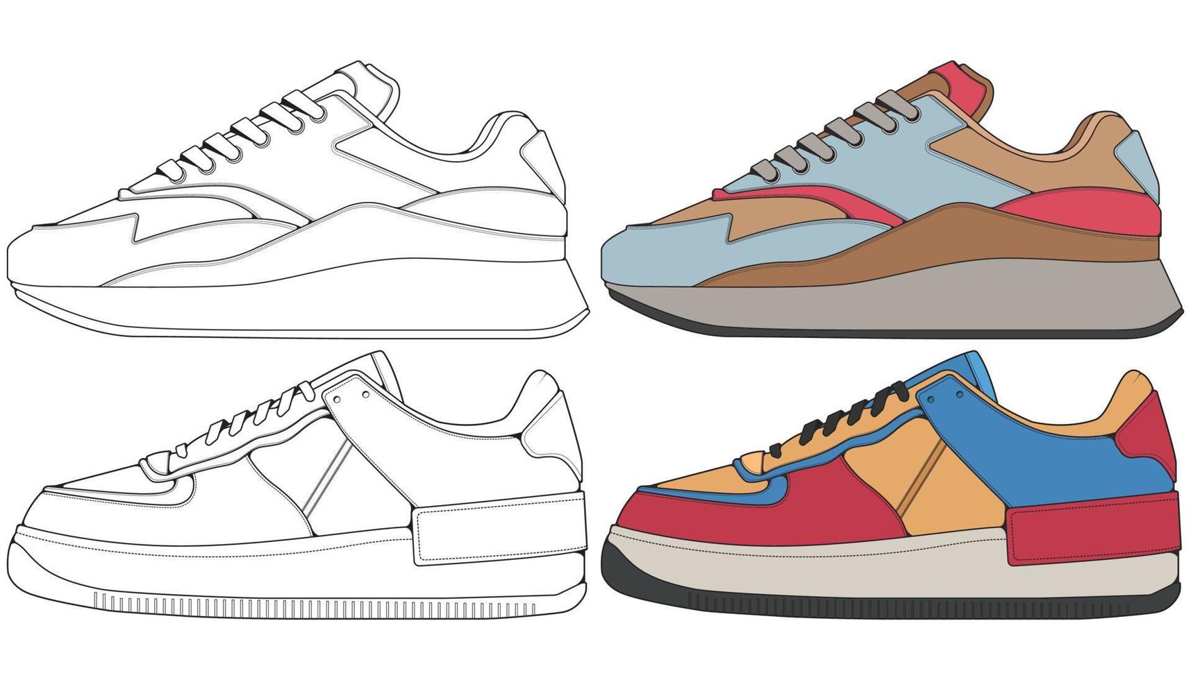 Set off Sneaker shoe . Concept. Flat design. Vector illustration. Sneakers in flat style.