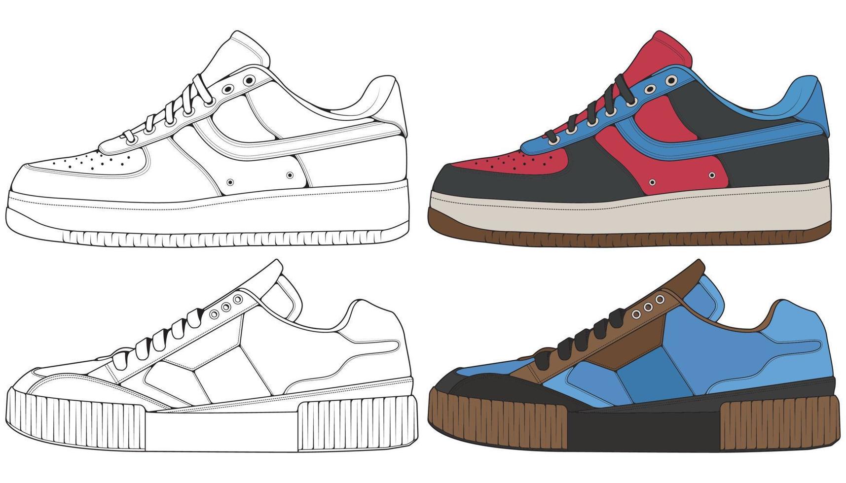 Set off Sneaker shoe . Concept. Flat design. Vector illustration. Sneakers in flat style.