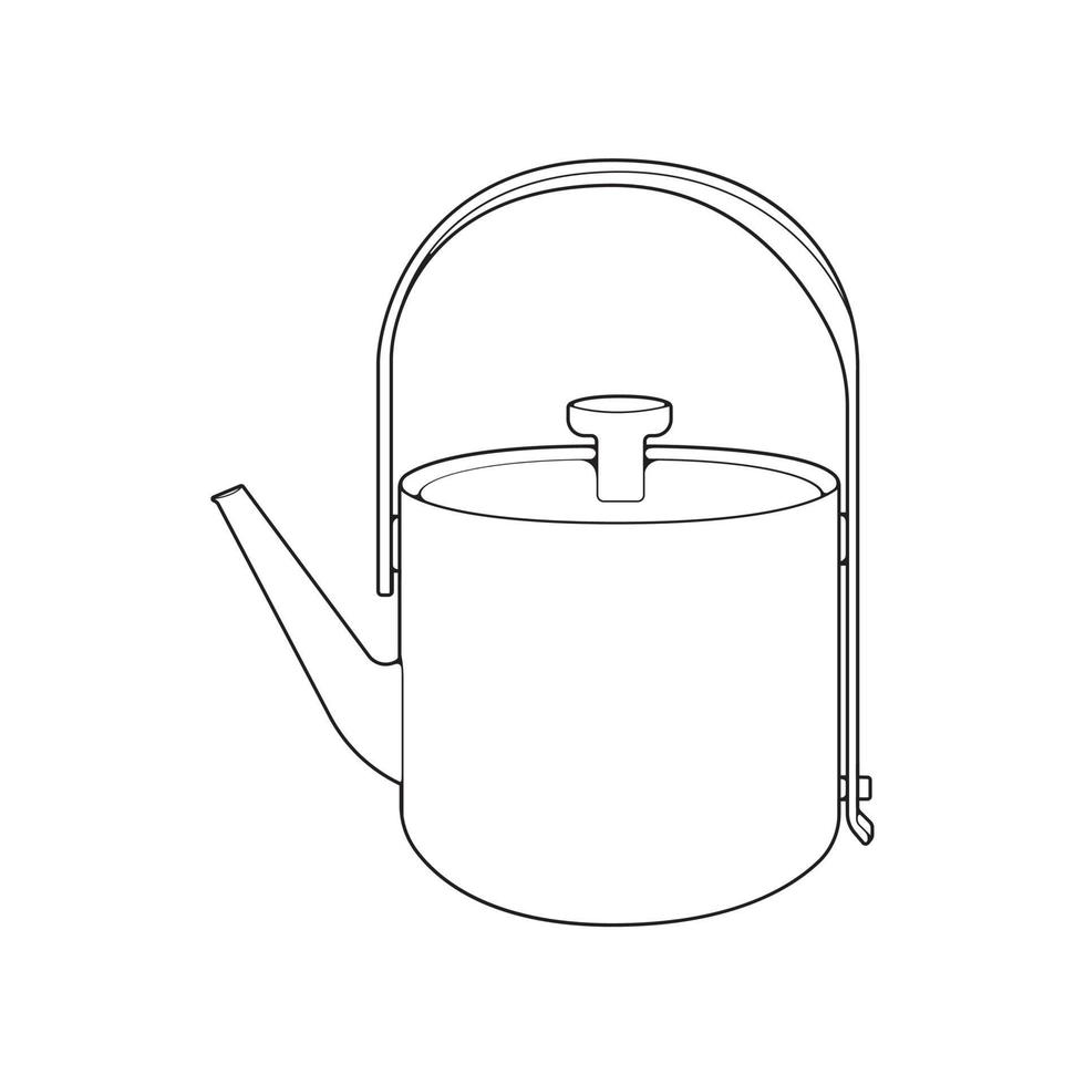 Kettle line vector art. Teapot logo. Kettle with handle isolated on white background. Kettle in line art style vector icon.