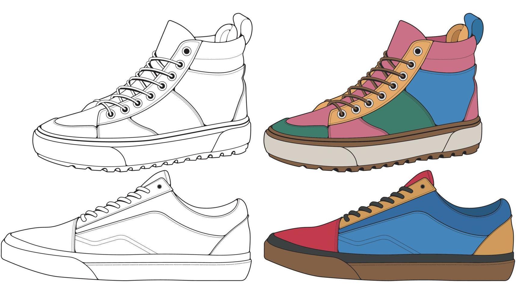 Set off Sneaker shoe . Concept. Flat design. Vector illustration. Sneakers in flat style.