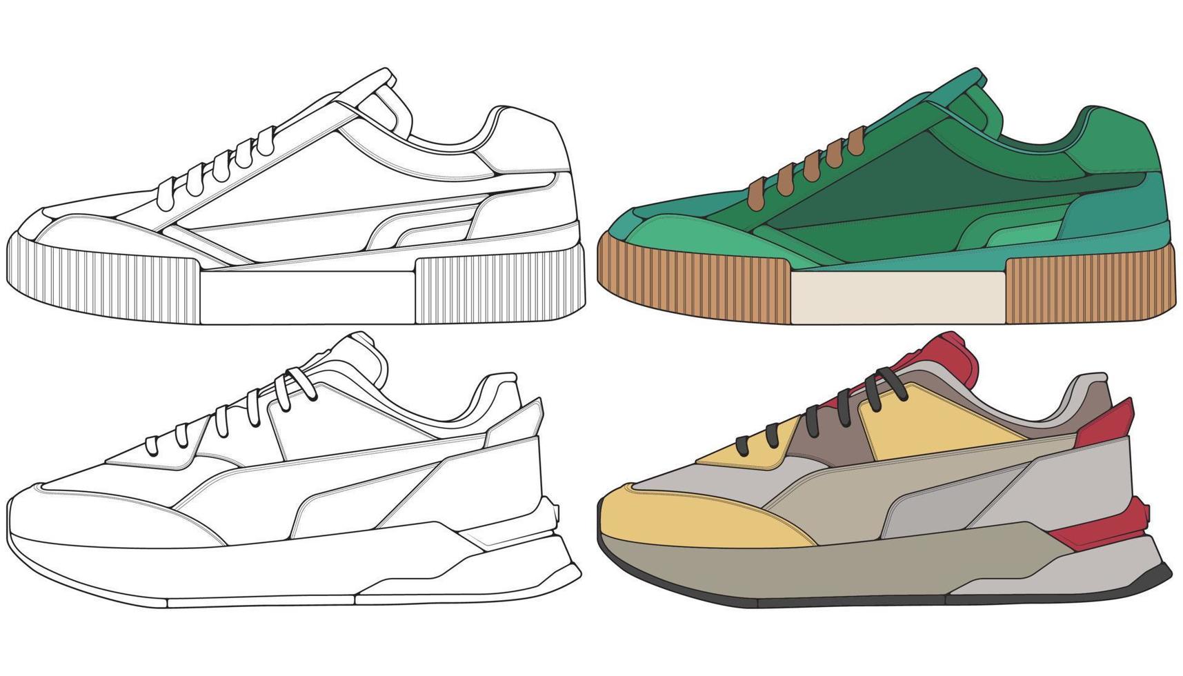 Set off Sneaker shoe . Concept. Flat design. Vector illustration. Sneakers in flat style.